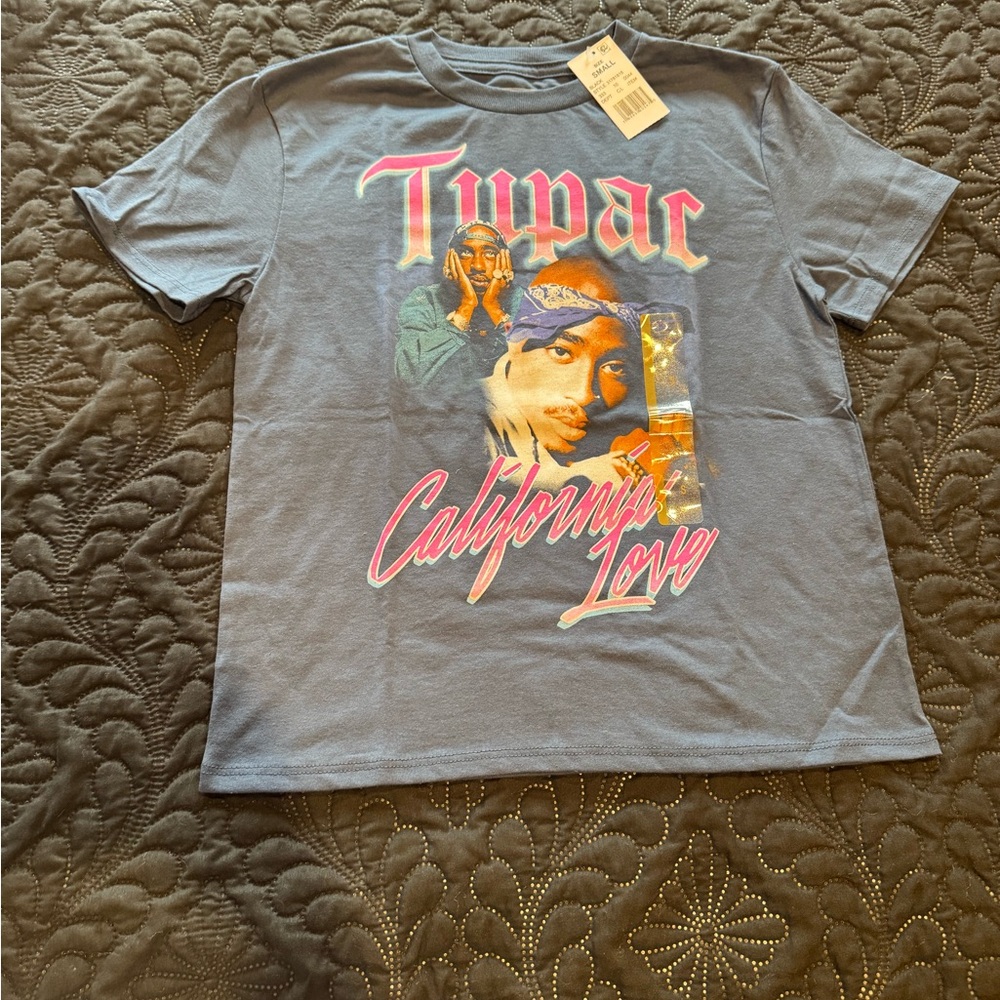 2Pac California Love Graphic Short Sleeve Tee - navy blue